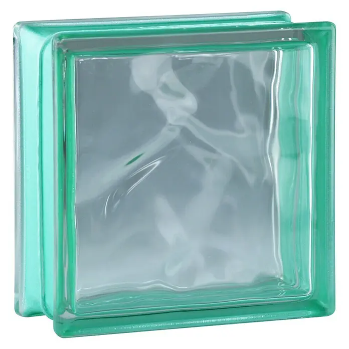 Fuchs Design Bloque de vidrio Reflex - Esmeralda, Nube, 19 x 19 x 8 cm - Vista de perfil izquierdo