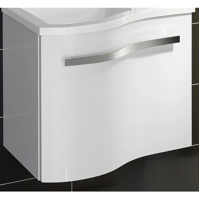 Camargue Wave Mini Waschtischunterschrank - 59 x 39,1 x 49,8 cm, Links, Weiß, Hochglanz - Linke Seitenansicht