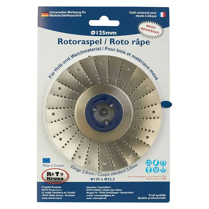 Roto Kruna Rotoraspel - 125 mm, Mittel - Vorderansicht