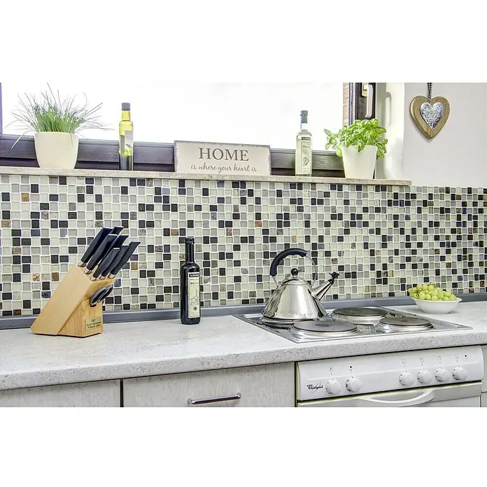 Mosaikfliese Crystal Mix XCM R09 - 27,3 x 27,3 cm, Braun/Grau, Matt - Anwendungsbeispiel
