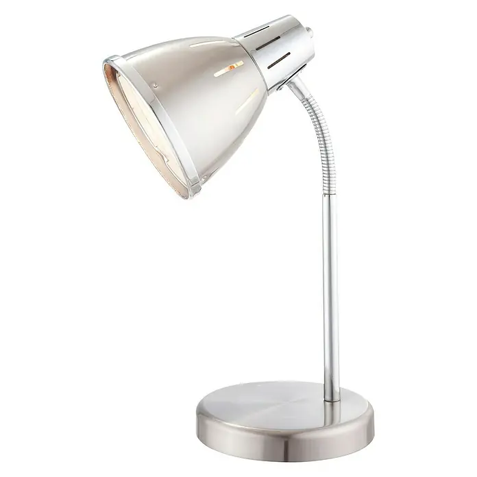 Globo Ego Tafellamp - 40 W, Chroom/nikkelmat, E27 - Zijaanzicht links