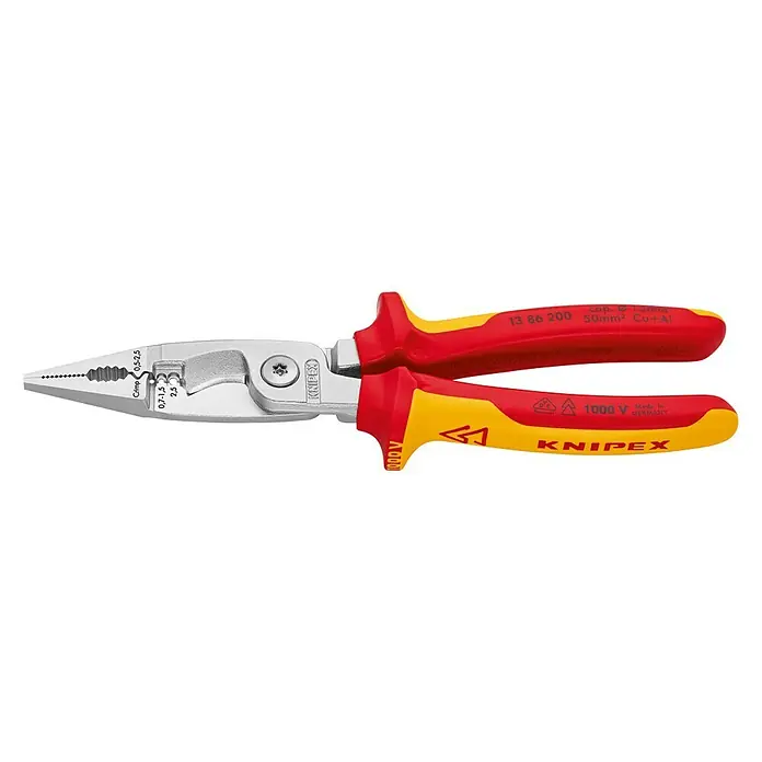 Knipex Elektro-Installationszange - Länge: 200 mm, Material Griff: Mehrkomponenten-Hülle, Verchromt