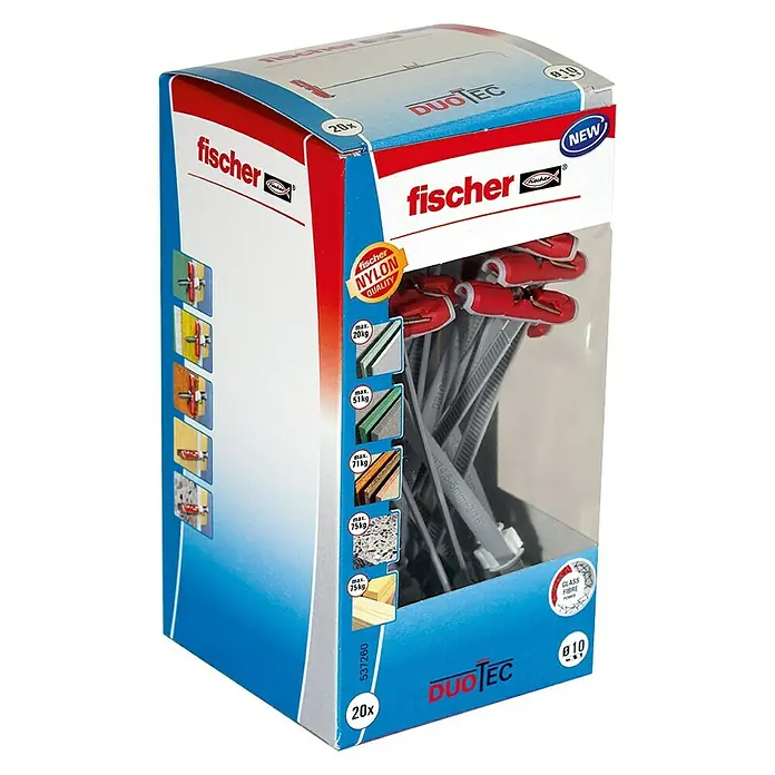 Fischer Preklopna tipla Duotec - Promjer tiple: 10 mm, Duljina tiple: 47 mm, 20 kom, Gips-kartonske ploče