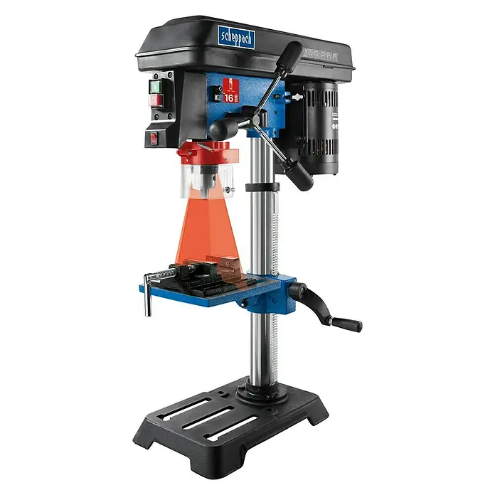 Scheppach Stolna bušilica DP16 SL - 550 W, 510 okr/min - 2.430 okr/min, Stezna širina bušeće glave: 3 mm - 13 mm - Pogled sprijeda