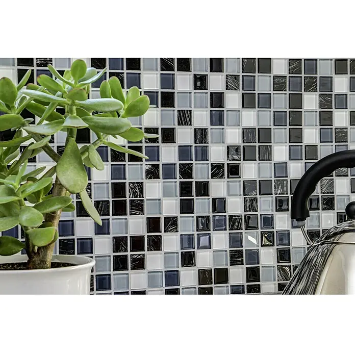 Selbstklebemosaik Quadrat Crystal SAM 4CM28 - 30 x 30 cm, Grau - Detailaufnahme