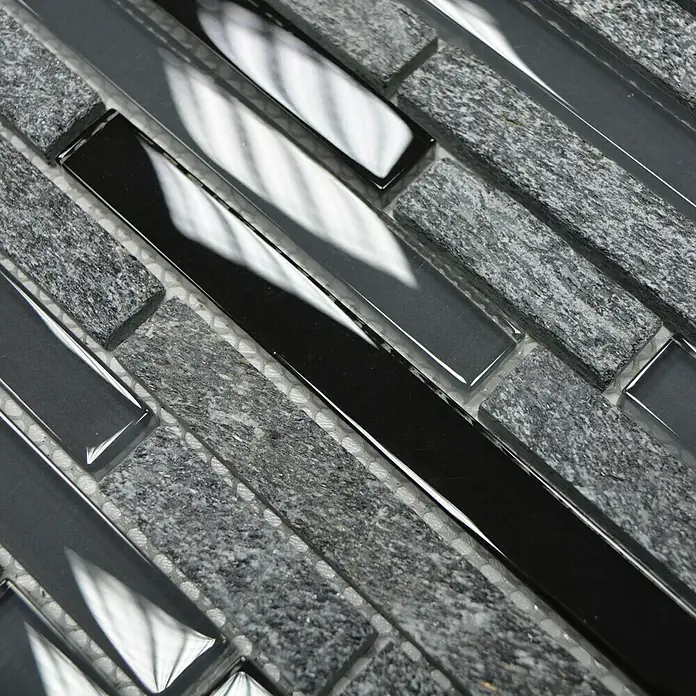 Mosaikfliese Crystal Mix XCM MV798 - 29,8 x 33,8 cm, Grau/Schwarz, Glänzend