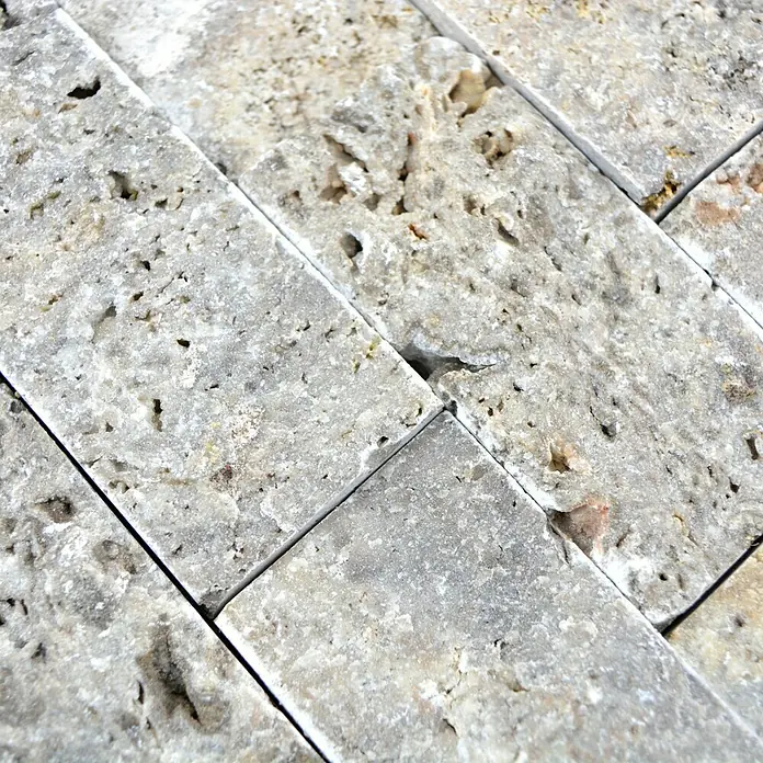 Mosaikfliese Brick Splitface X3D 42781 - 30,5 x 29 cm, Silber, Matt
