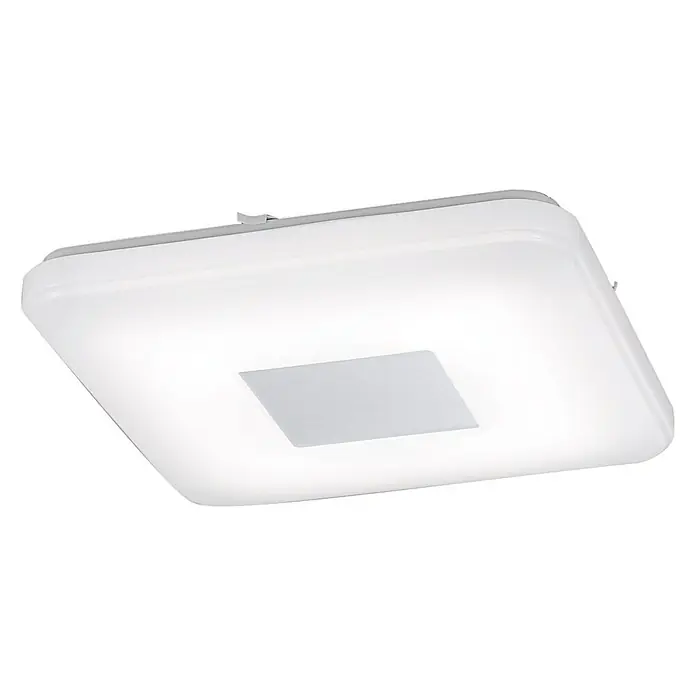 LeuchtenDirekt Plafón LED - 25 W, L x An x Al: 33 x 33 x 7,5 cm, Blanco, Blanco cálido