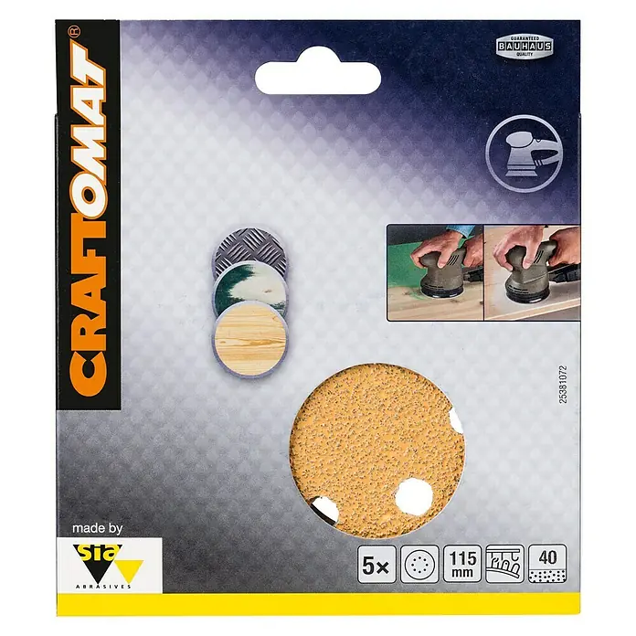 Craftomat Listovi za brusilicu BFWP - Promjer: 115 mm, Granulacija: 40, Izbušeno - Pogled sprijeda