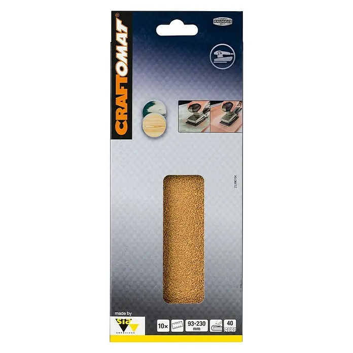 Craftomat Listovi za brusilicu - D x Š: 230 x 93 mm, Granulacija: 40, 10 Kom., Pričvršćivanje stezanjem, Izbušeno - Pogled sprijeda