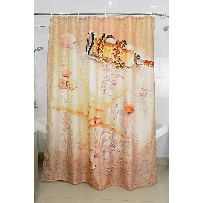 Venus Tekstilna zavjesa za kadu Sealife - 120 x 200 cm, Bež boje