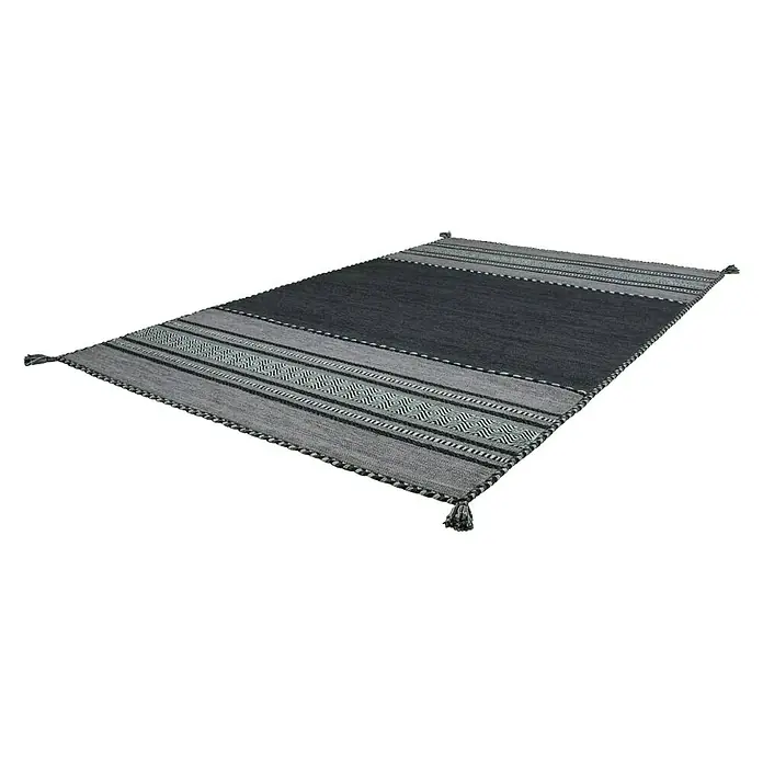 Kayoom Teppich Native - Grau, L x B: 230 x 160 cm, 100% Baumwolle - Ansicht von oben