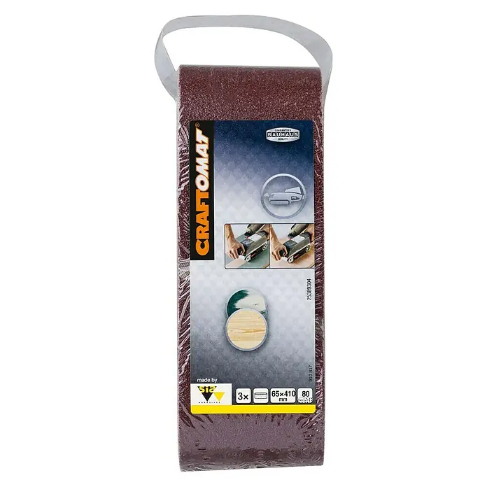 Craftomat Brusni remen BFWP - D x Š: 410 x 65 mm, Granulacija: 80, 3 Kom. - Pogled sprijeda