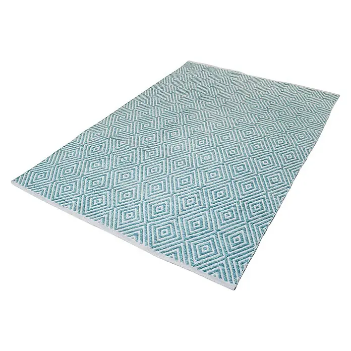 Kayoom Teppich Cocktail 300 - Türkis, L x B: 170 x 120 cm, 100% Baumwolle - Ansicht von oben