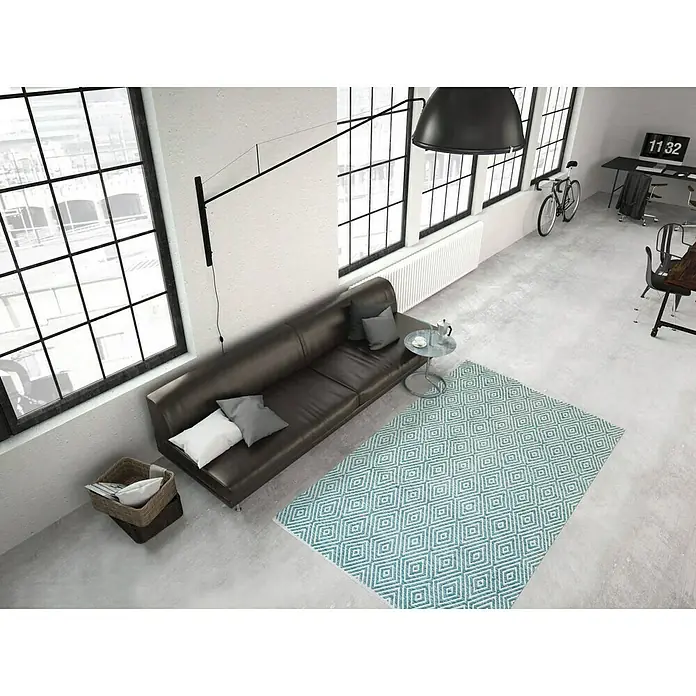 Kayoom Teppich Cocktail 300 - Türkis, L x B: 170 x 120 cm, 100% Baumwolle - Stimmungsaufnahme