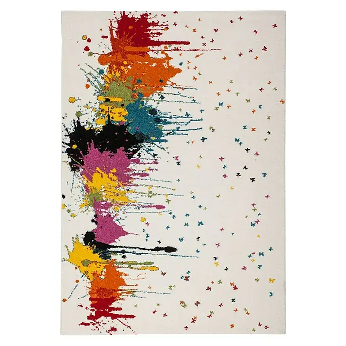 Kayoom Teppich Caribbean 231 - Beige/Weiß, Blau, Rot, Grün, Pink, Schwarz, L x B: 230 x 160 cm, 100% Polypropylen - Vorderansicht