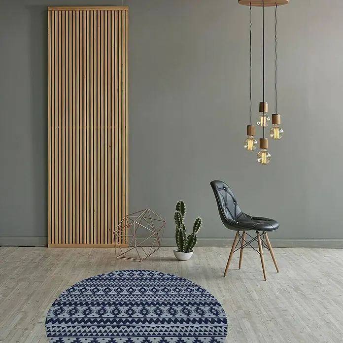 Kayoom Teppich Sunny Rund 200 - Blau, Durchmesser: 160 cm, 100% Polyester - Stimmungsaufnahme
