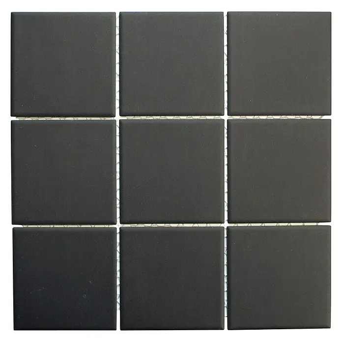 Mosaikfliese Quadrat Uni CU 922 - 29,8 x 29,8 cm, Schwarz, Matt - Ansicht von oben