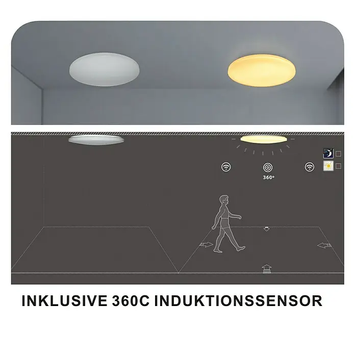 Tween Light LED-Deckenleuchte Todi - 30 W, Weiß, Warmweiß