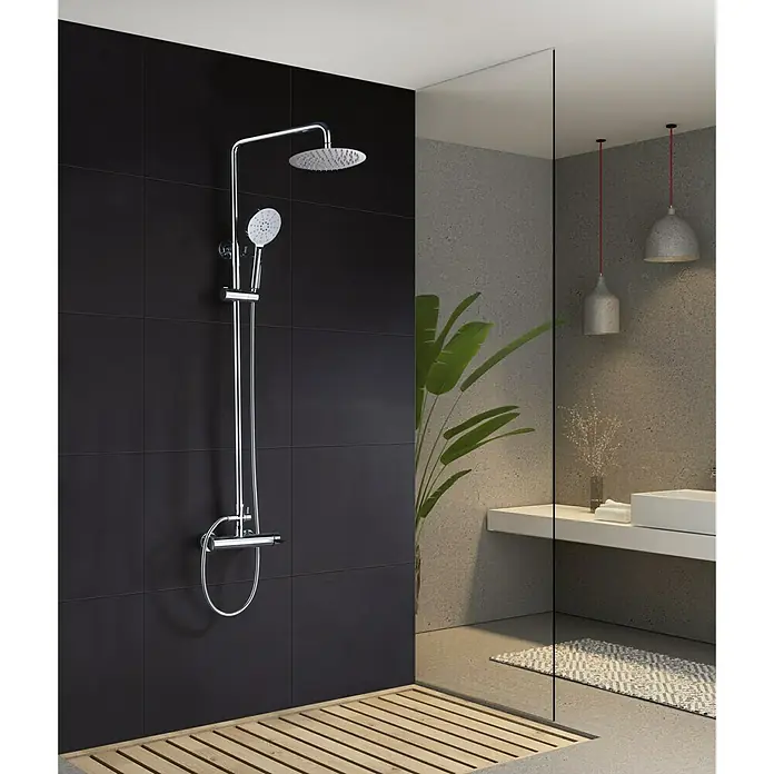 Imex Elba Sistema de ducha - Con grifo monomando, Distancia entre orificios: 92,5 cm, Número de tipos de chorro: 3 ud., Chrom/Negro - Foto ambiente