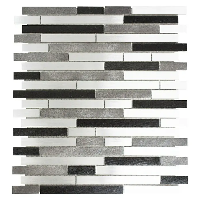 Mosaikfliese Mix XAM A891 - 29,8 x 33,8 cm, Grau/Schwarz, Matt - Draufsicht