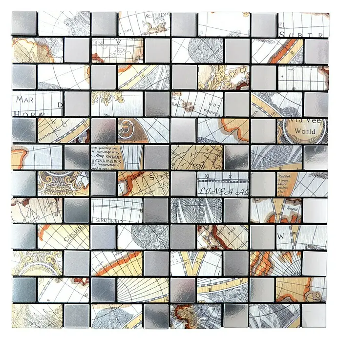 Selbstklebemosaik SAM 4MAP87S - 31,6 x 31,6 cm, Metall, Silber - Ansicht von oben