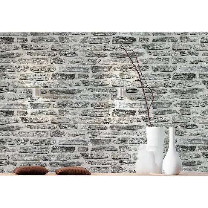 AS Creation Il Decoro Vliestapete - Hellgrau, Steinoptik, 10,05 x 0,53 m - Stimmungsaufnahme