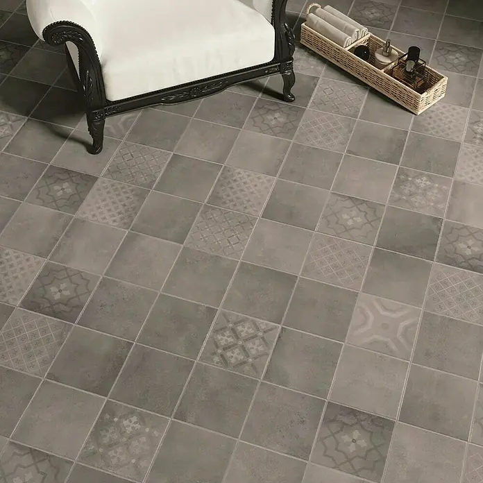 Pavimento porcelánico Fattoamano Maiolica - 60 x 60 cm, Negro, Efecto cemento