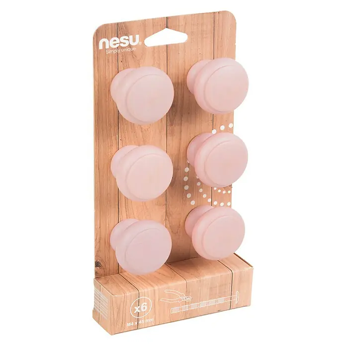Nesu Set de pomos para muebles 403RS 6 uds. - 6 pzs., Ø x Al: 40 x 33 mm, Madera