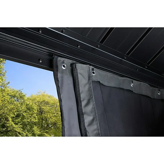 Sojag Pavillon Mykonos 12 x 16 - L x B x H: 484 x 364 x 306 cm, Basaltgrau, Walmdach - Detailaufnahme