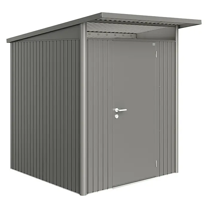 Biohort Gerätehaus AvantGarde - 180 cm, 220 cm, Stahl, Quarzgrau, Einzeltür - Linke Seitenansicht