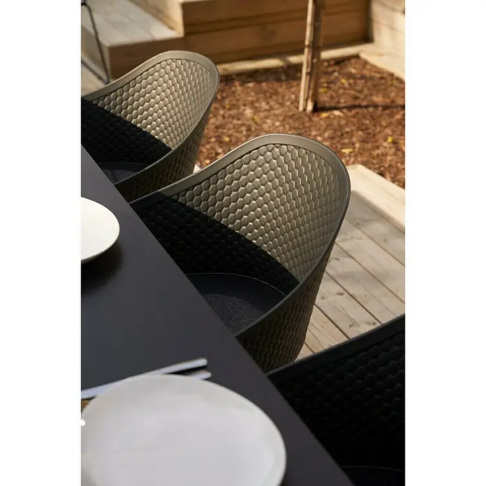 Sunfun Gartensessel Falun - B x T x H: 55 x 54 x 80 cm, DuraLand, Schwarz, Light Oakalyptus, Wabenoptik