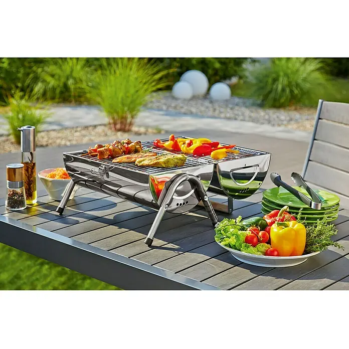 Grillstar Stolni roštilj Dallas - Dimenzija rešetke za pečenje: 2 x 34 x 22 cm, Srebrne boje