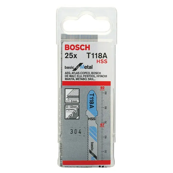 Bosch Listovi za ubodnu pilu T 118 A - Lim, 25 Kom., T-završetak - Pogled sprijeda