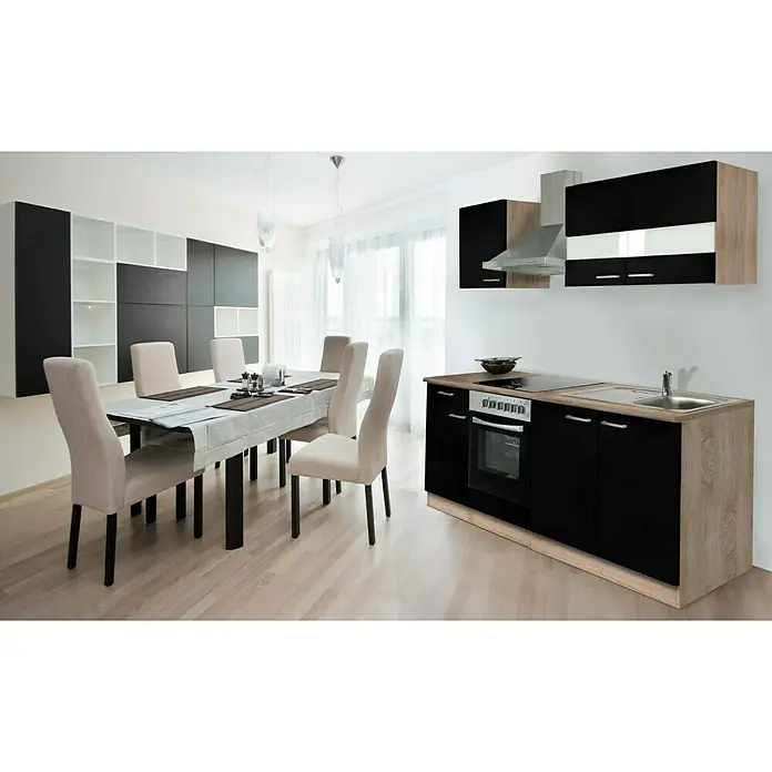 Respekta Singleküche KB210ESSC - 210 cm, Schwarz