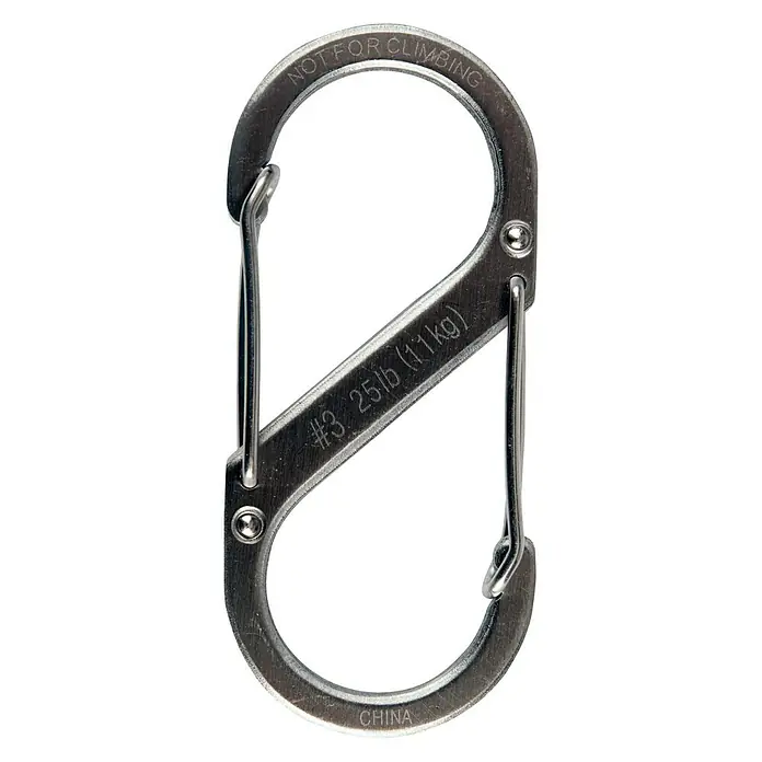 Nite Ize Doppelkarabiner - 67 x 29 mm, Edelstahl, Silber, Zugfestigkeit: 11 kg - Rückansicht