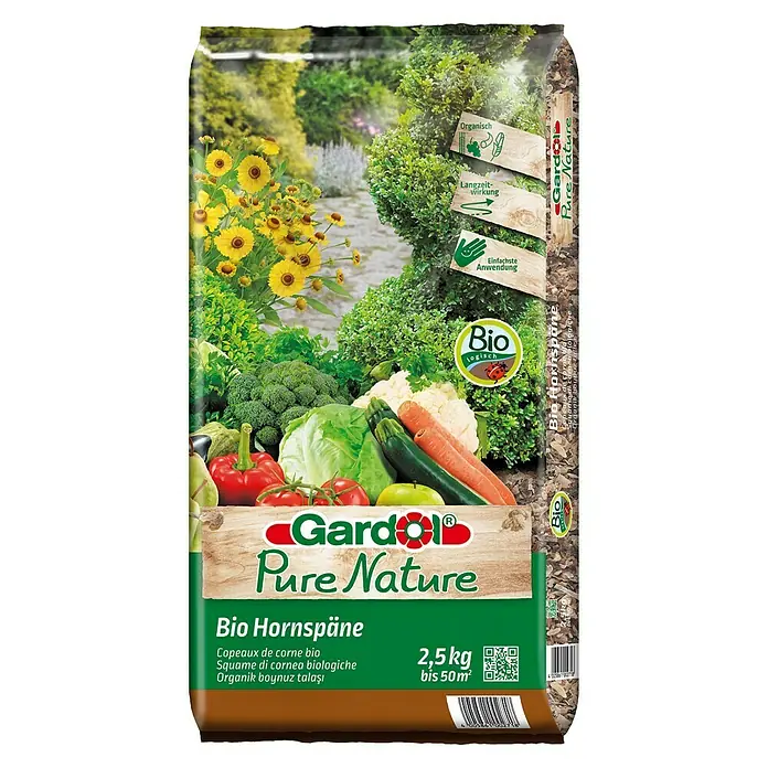 Gardol Pure Nature Bio-Hornspäne - 2,5 kg, Inhalt ausreichend für ca.: 50 m² - Vorderansicht