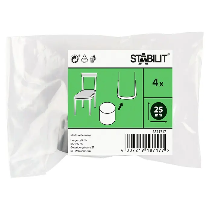 Stabilit Kapice za cijevi - 25 mm, Crne boje, 4 kom