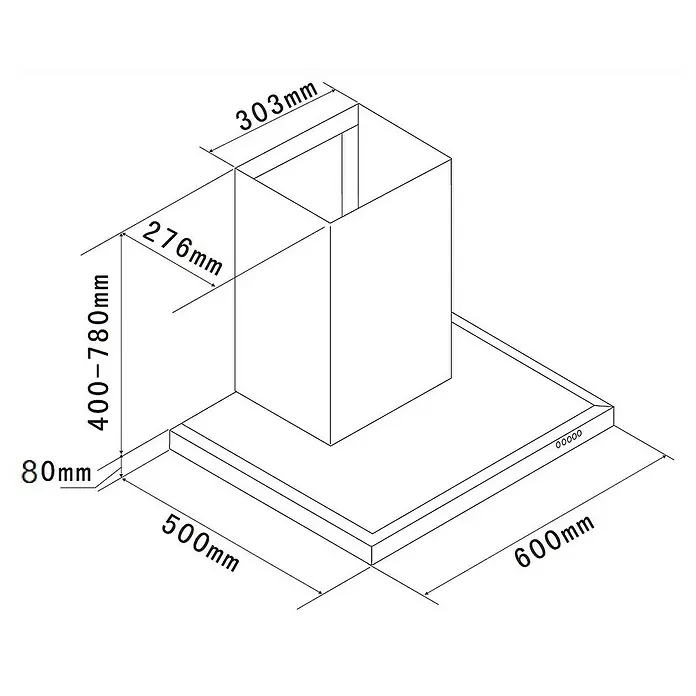 Respekta Kuhinjska napa CH 22098 IXB - Širina: 60 cm, Maksimalni protok zraka: 593 m³/h pri normalnom radu, Plemeniti čelik