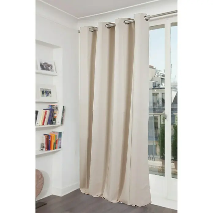 Cortina con ollaos opaca - 140 x 240 cm, 100% poliéster, Beige
