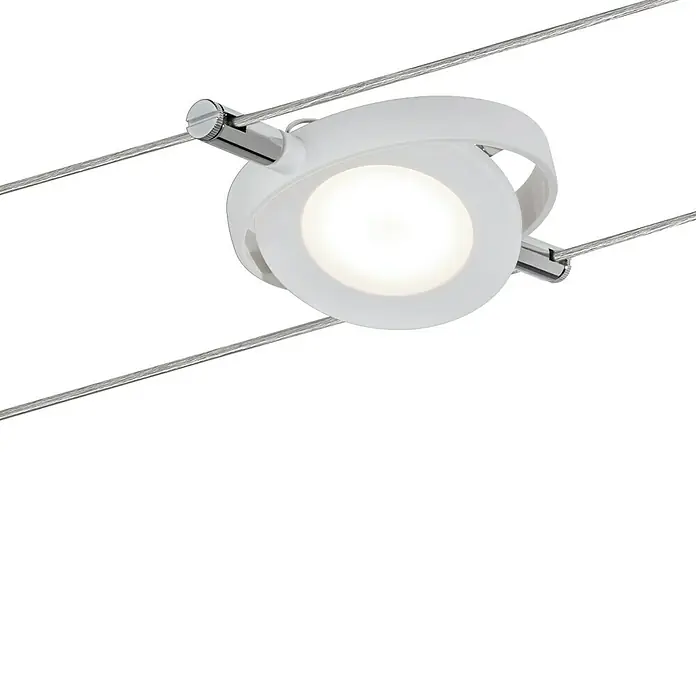 Paulmann Sistema de sujeción para lámparas LED con cables tensados LED Roundmac - Blanco cálido, Largo: 1.000 cm, Blanco, Cromo