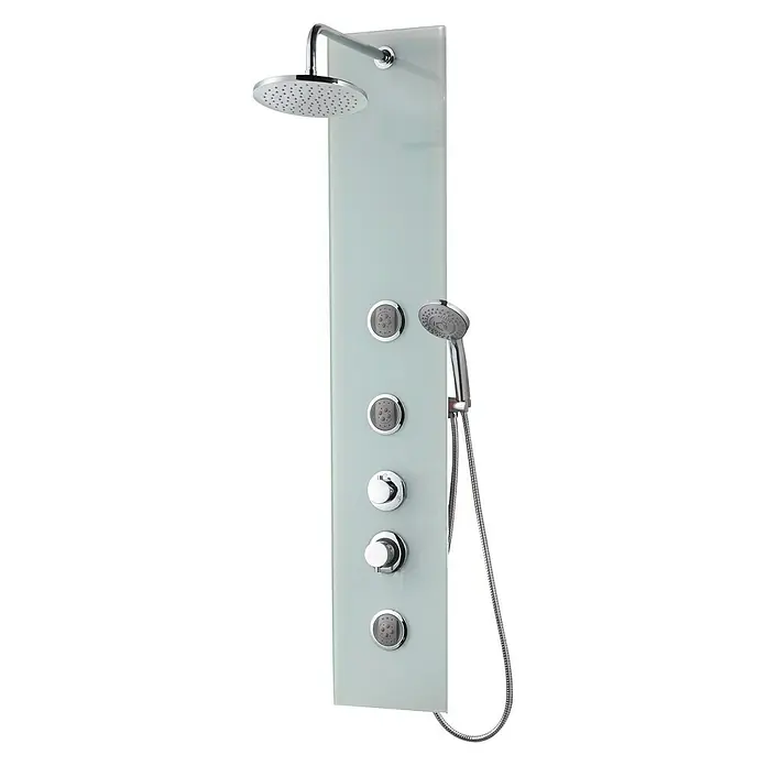 Rousseau Panel de ducha Cristal - Altura: 150 cm, Con grifo monomando, Blanco