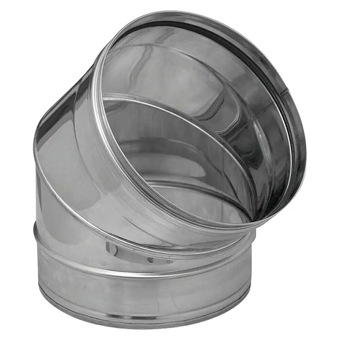 Codo para tubos inoxidable - 120 mm, 45 °, Cromado, Plateado