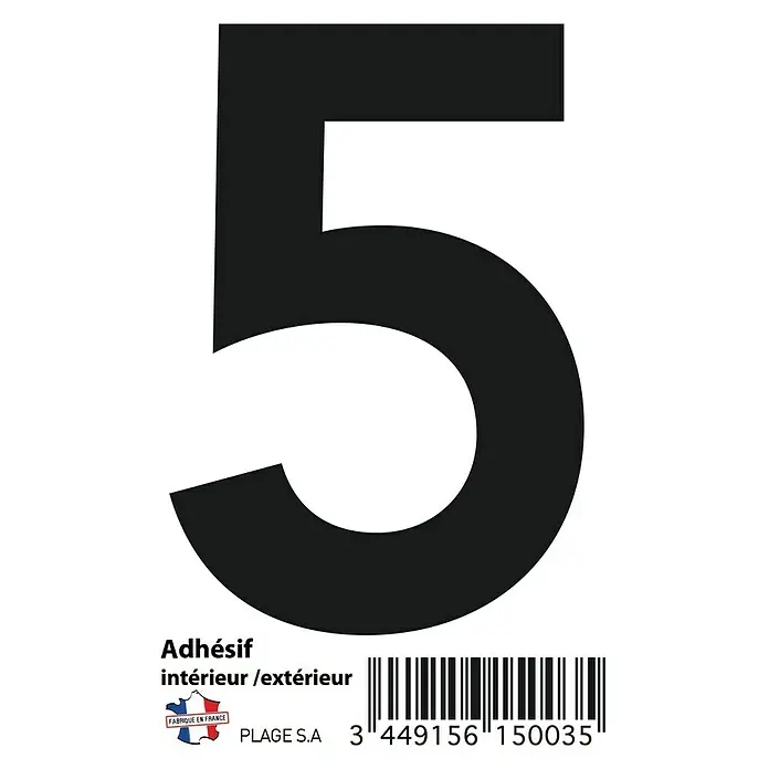 Vinilo de pared Número 5 - Número 5, Negro, 4 x 9 cm, 1 pieza