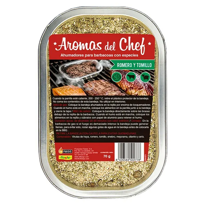 Caja ahumadora romero y tomillo - 70 g, Apto para: Barbacoas