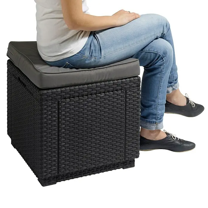 Allibert Launge stol Cube - 42 x 42 x 39 cm, Polipropilen, Antracit, Sive boje - Proizvod u upotrebi