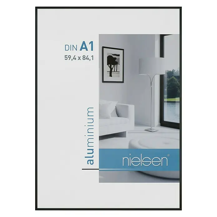 Nielsen Bilderrahmen Classic - Schwarz, 59,4 x 84,1 cm / DIN A1, Aluminium - Vorderansicht