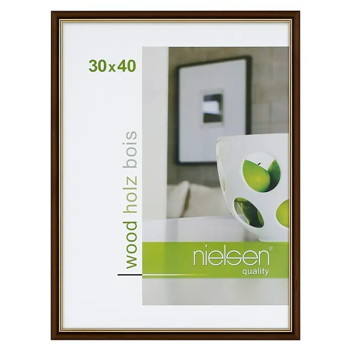 Nielsen Bilderrahmen Ascot - Dunkelbraun/Gold, 30 x 40 cm, Holz - Vorderansicht