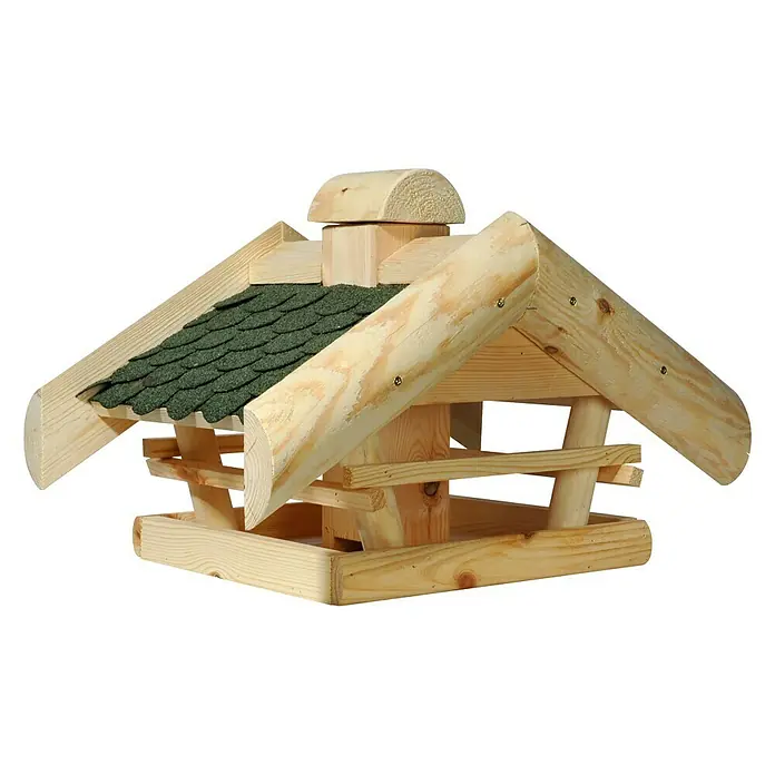 Dobar Vogelhaus - 49 x 38 x 29 mm, Natur/Grün, Holz - Vorderansicht