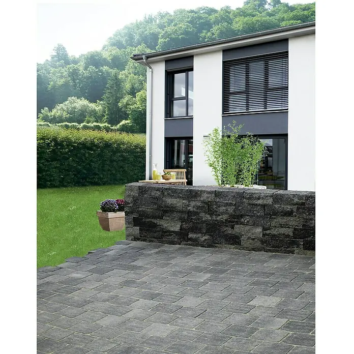 EHL Mauerstein Bonsai - Grau/Anthrazit, 25 x 10 x 10 cm, Beton - Linke Seitenansicht